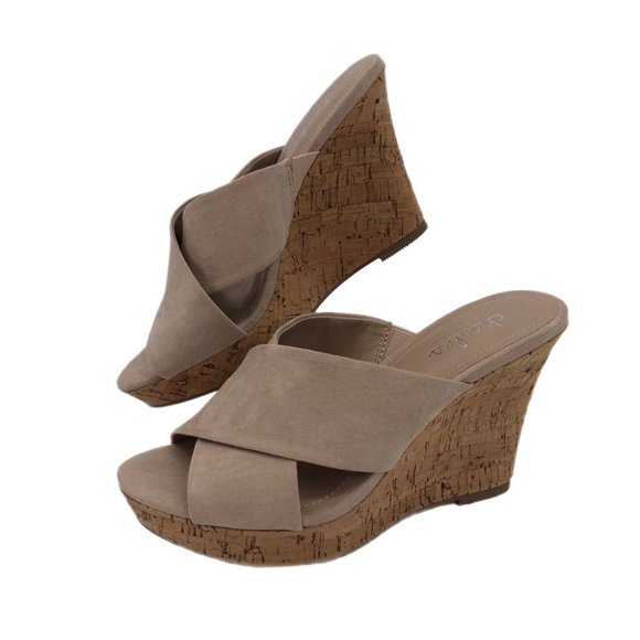 Charles David Shoes - Charles David Cream Synthetic Wedges | High Heel Open Toe